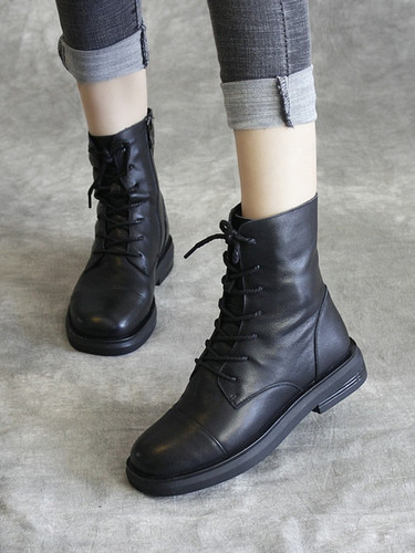 软底短靴加绒中筒棉靴子