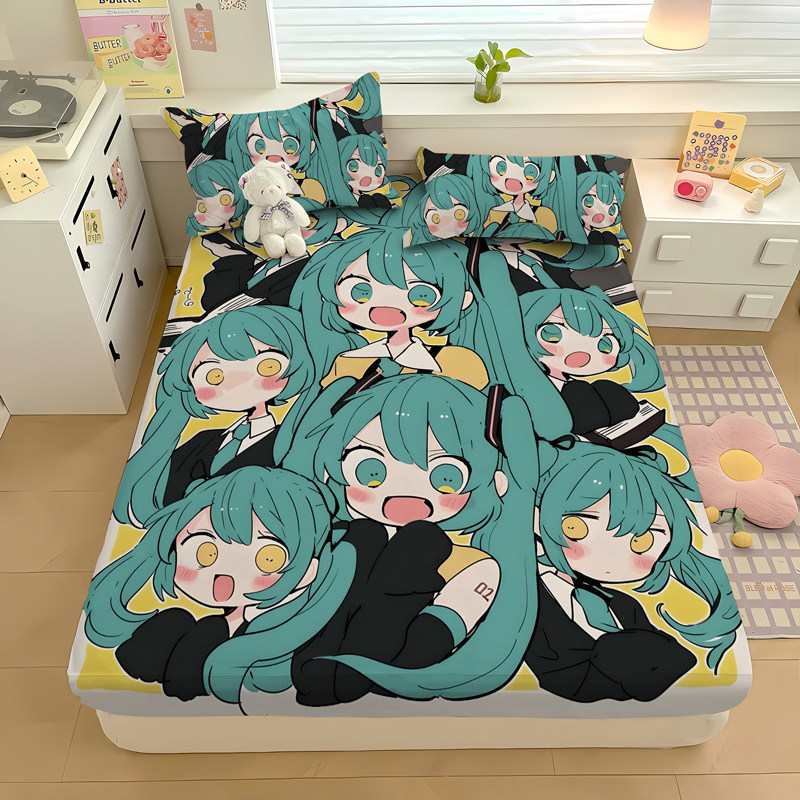 Q版初音未来miku二次元单品床笠