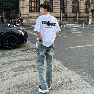 重磅纯棉美式休闲青少年短袖T恤