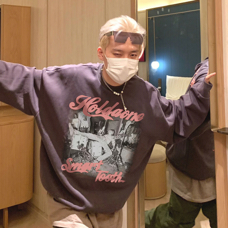 男款重磅街头风加绒卫衣上衣装