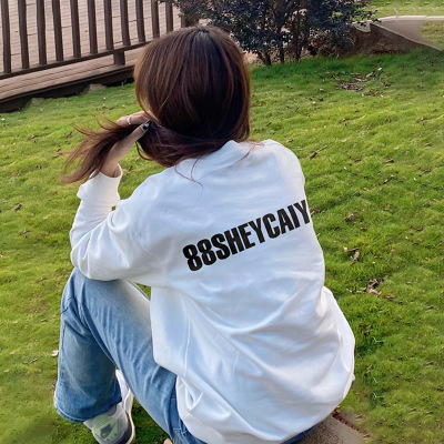 美式高街潮牌个性小众印花白色