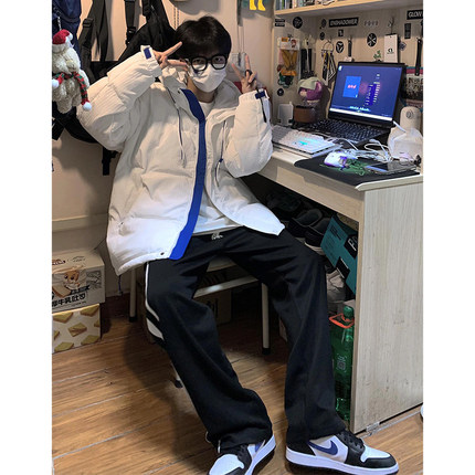 韩版潮流加厚羽绒服男款冬季新款潮牌保暖青少年面包服短款外套男