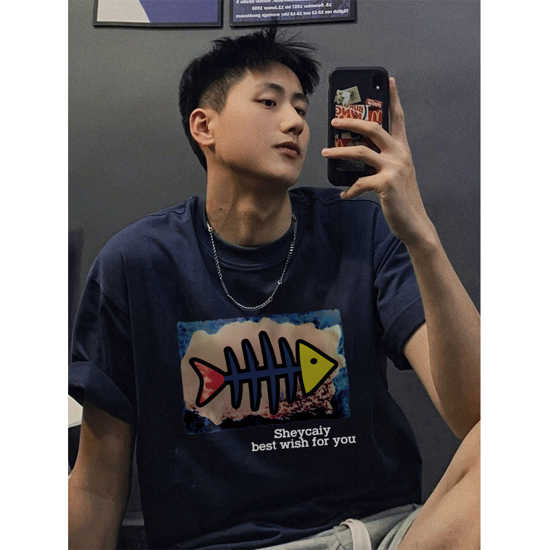 重磅纯棉美式休闲青少年短袖T恤