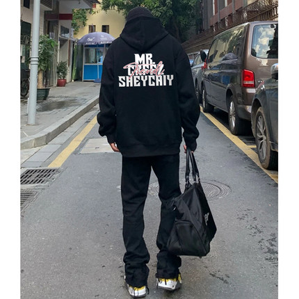 连帽卫衣男生春秋款男款重磅美式高档轻奢ins加绒hiphop潮牌帽衫