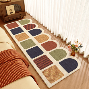 美式简约卧室地毯加厚床边地毯2025新款高级感异形毛绒长条脚垫