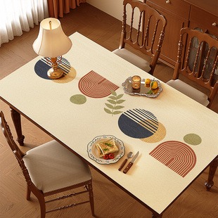 美式几何高级感餐桌垫免洗防水防油桌布2026新款茶几垫桌面保护垫