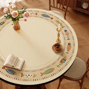 现代美式圆桌桌布免洗防水防油防烫圆桌垫圆形餐桌垫专用茶几台布