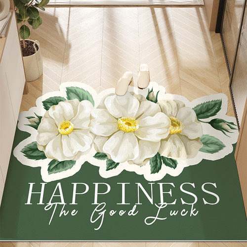 花卉入户门皮革地垫家用进门门口地毯玄关门垫可擦免洗脚垫可裁剪