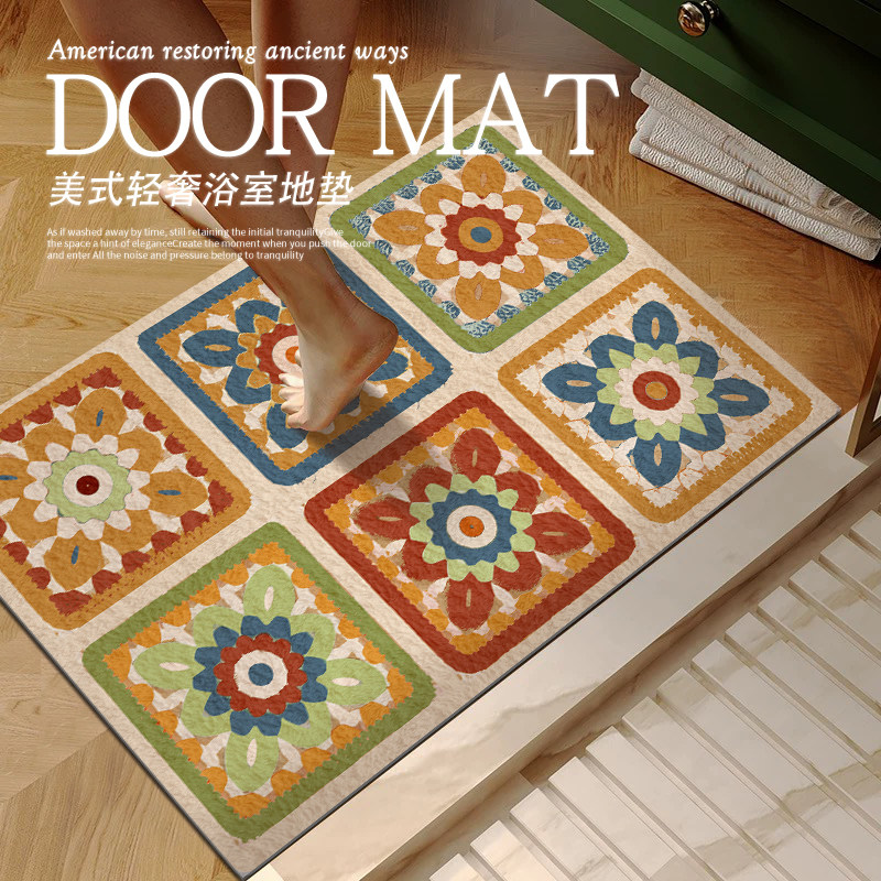 美式轻奢浴室地垫吸水速干卫生间门口垫子洗手间地毯淋浴间脚垫,居家布艺,家用脚垫,淘宝优惠券,粉丝福利购,淘宝优惠卷