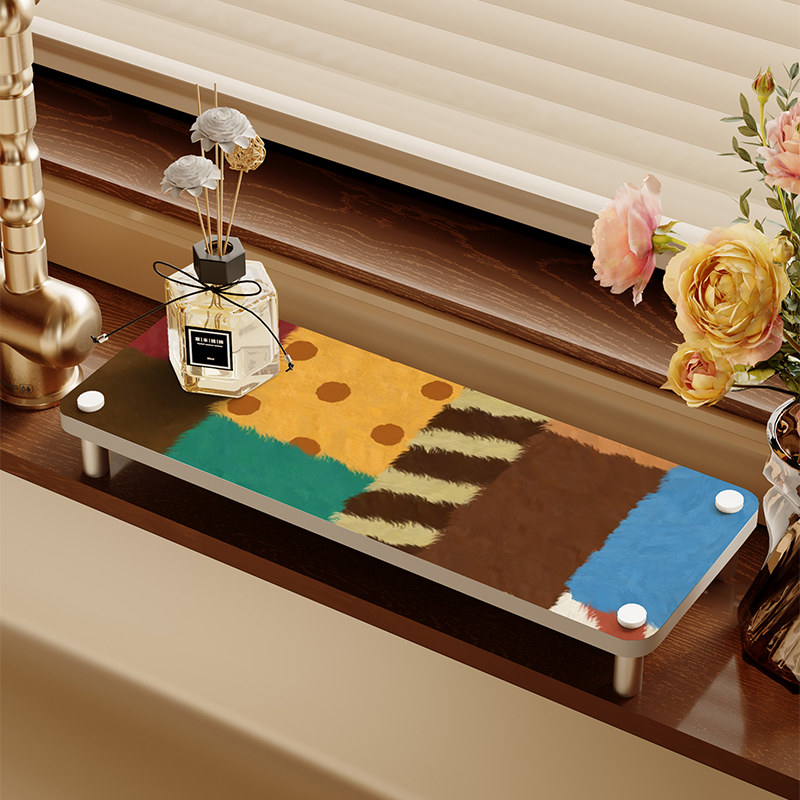 美式多巴胺洗手台置物架硅藻泥吸水台面垫高级感洗漱台收纳杯垫架,收纳整理,整理架/置物架/收纳架,淘宝优惠券,粉丝福利购,淘宝优惠卷