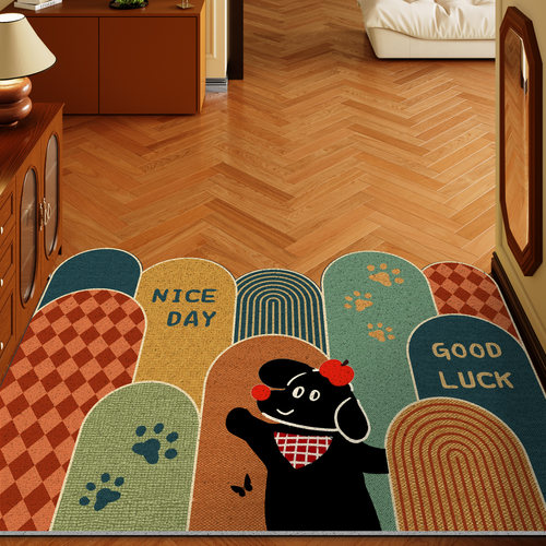 美式2025新款入户门地垫耐脏防滑丝圈进门脚垫玄关门口可裁剪地毯