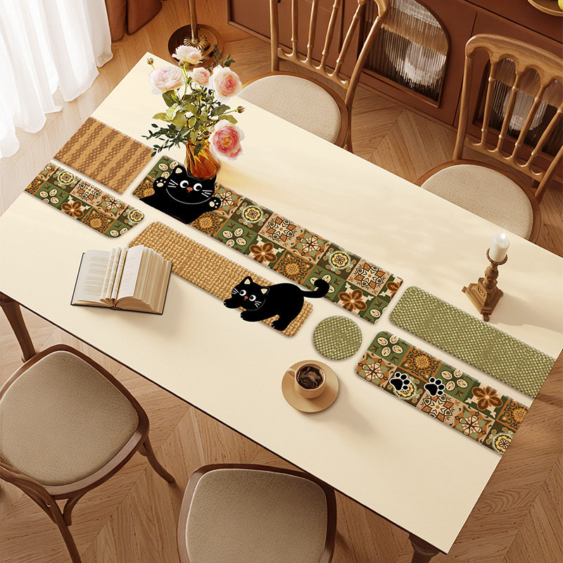 美式动物餐桌垫防水防油防烫免洗桌布轻奢高级感茶几桌面保护垫,居家布艺,桌布,淘宝优惠券,粉丝福利购,淘宝优惠卷