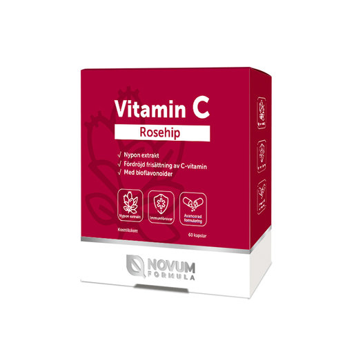 瑞典诺尔健NOVUM维生素C玫瑰果提取维C柑橘生物类黄酮VC缓释60粒