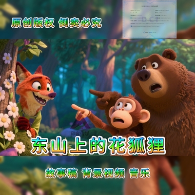 东山上的花狐狸故事比赛背景视频音乐 少儿幼儿语言故事比赛ppt