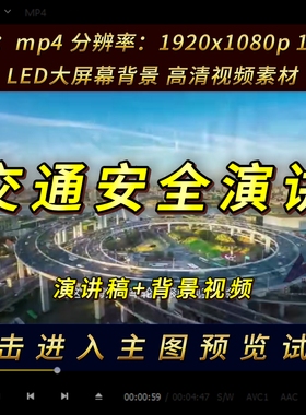 中小学生交通安全演讲稿比赛背景视频音乐led大屏幕素材mp4
