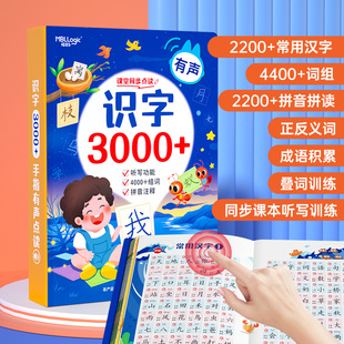 儿童识字大王3000字幼儿园点读机认字卡片早教发声书小孩有声读物