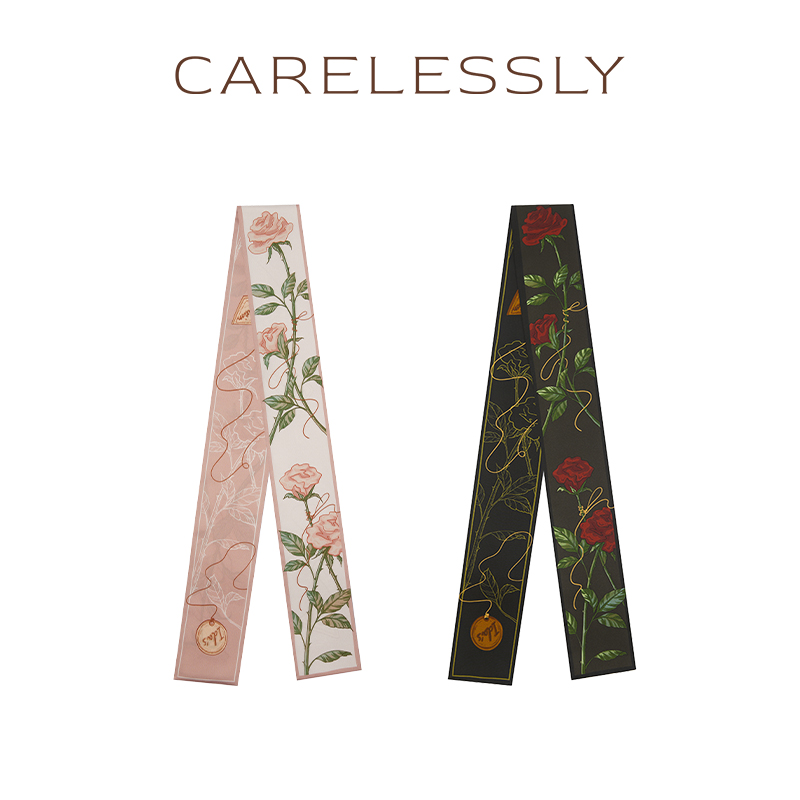 CARELESSLY 小意达的花儿 原创桑蚕丝丝巾发带绑包真丝飘带领巾女