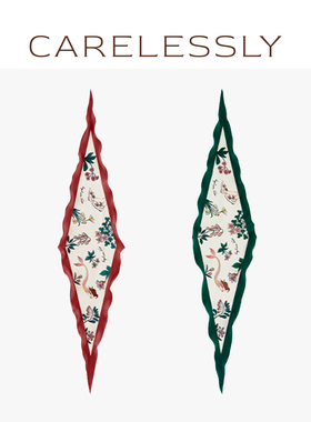 CARELESSLY 人鱼传说 原创桑蚕真丝菱形巾秋冬小方丝巾发带包绑带