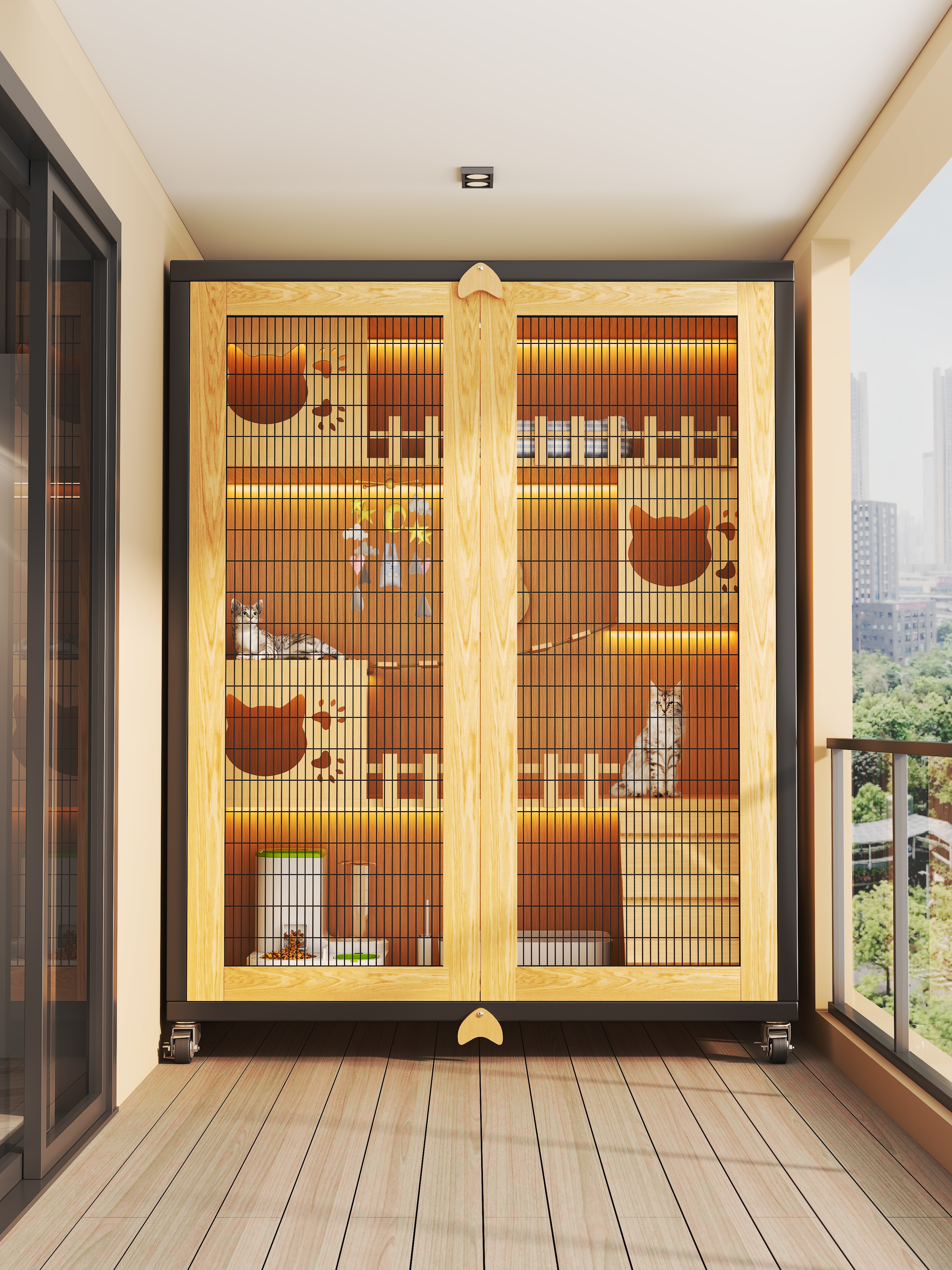 猫笼子家用阳台养猫神器猫别墅猫屋四季通用猫窝猫厕一体豪华猫柜