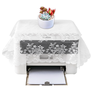 简约家用打印机白色防尘办公复传真机蕾丝布艺方巾台式电脑笔记本遮灰盖布通用电饭煲冰箱家用电器方形挡灰布