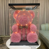 永生花小熊玫瑰花礼盒花束生日马年情人节礼物送新人闺蜜女友老婆