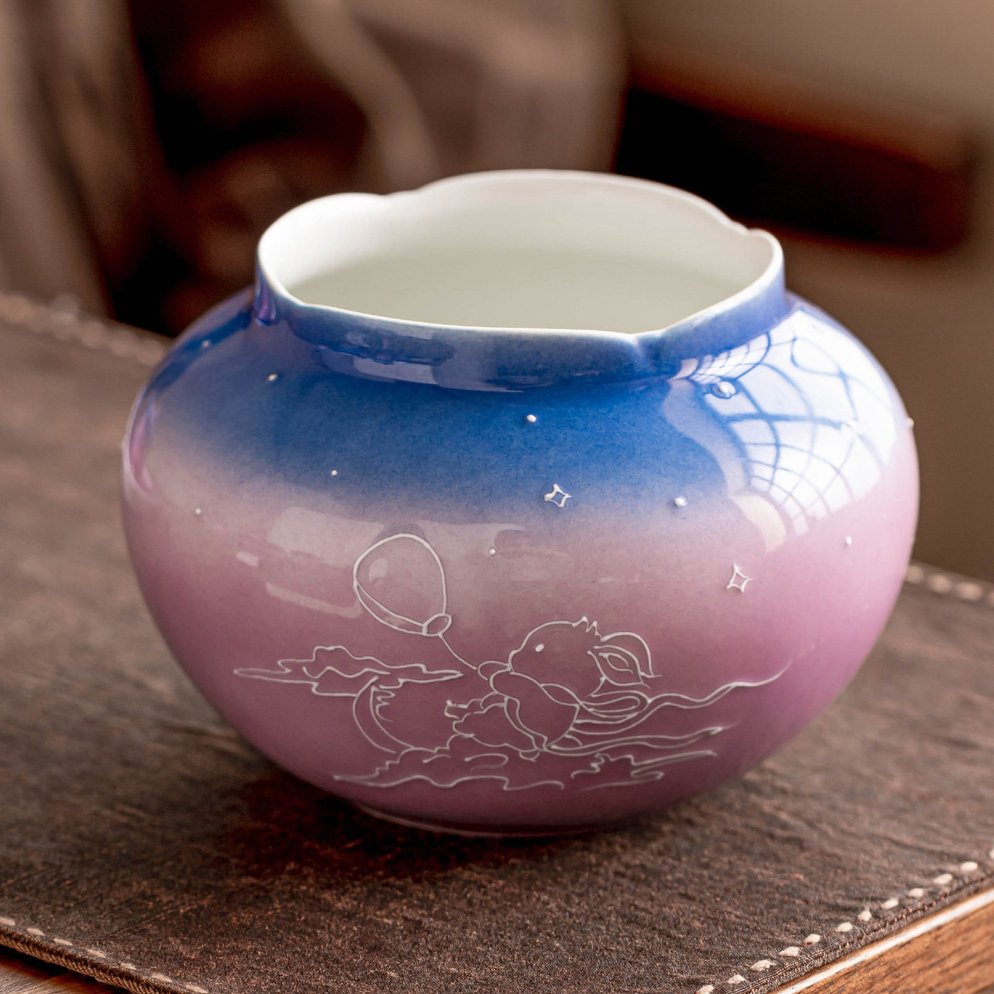霜语渐变紫手绘堆雕陶瓷茶洗家用茶台茶渣缸中式茶道配件建水茶盂,餐饮具,茶道/零配,淘宝优惠券,粉丝福利购,淘宝优惠卷
