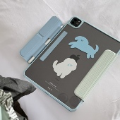 平板保护套原创设计条纹蓝调可拆分双面夹磁吸iPadPro2024air4 5小众卡通mini7简约12.9寸日韩风air6保护壳套