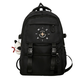 大容量书包女高中生宽肩带百搭背包高颜值小清新撞色初中学生书包