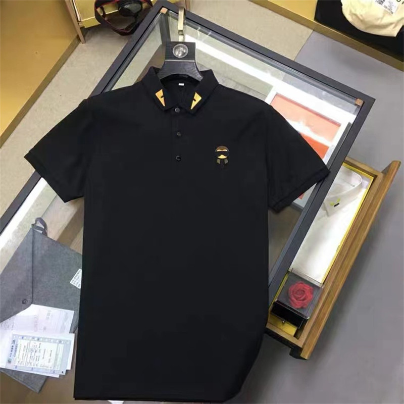 老佛爷夏短袖轻奢刺绣POLO衫加肥