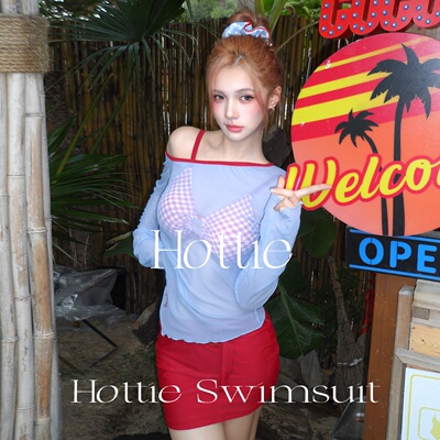 元气少女格子比基尼四件套