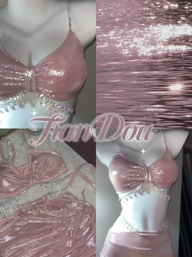 【仙女一滴泪】仙气闪亮高级分体三件套泳衣比基尼吊带度假泳装女