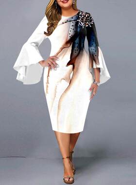 2022 Spring Fat Women Slim Waist Pencil Dresses 大码包臀女裙