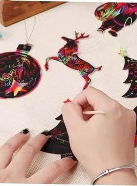 OurWarm 24pcs Magic Color Scratch Christmas Ornaments Cute