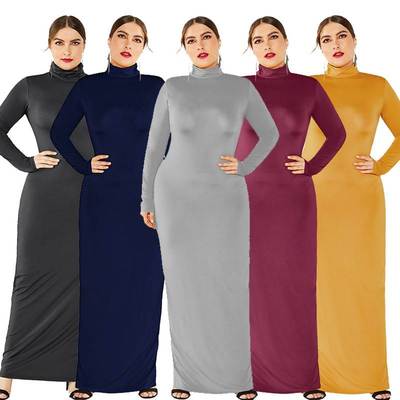 Fat Lady Dresses Autumn Slim Long Bodycon Dress for women 裙