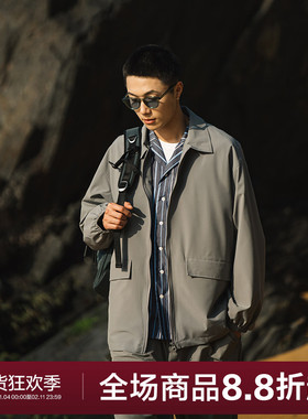 MOSEALAND 22SS春秋季男外套原创潮日系双拉链收口袖廓形教练夹克