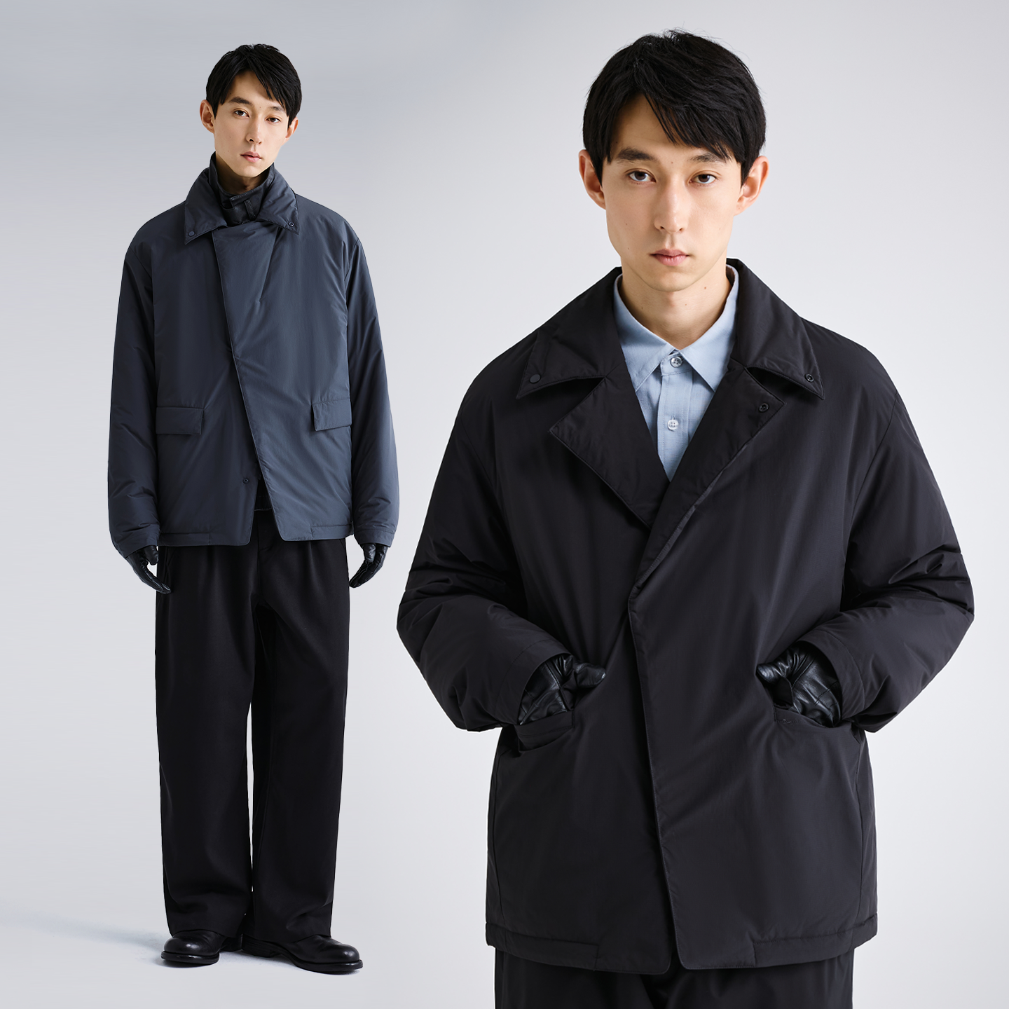 MOSEALAND秋冬新款纯色保暖棉衣3M新雪丽棉绗缝夹棉西装男士外套