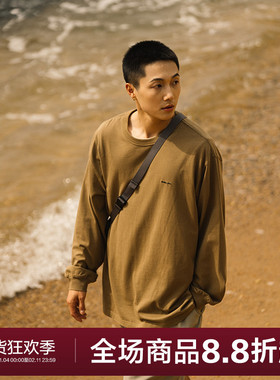 MOSEALAND 22SS长袖T恤男春秋280G新疆棉廓形cityboy刺绣圆领上衣