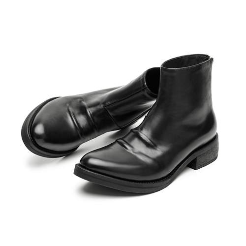 DESERTO 头层植鞣牛皮褶皱扭曲拉链翘头尖头切尔西靴巫师靴