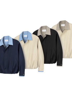 DESERTO 格纹千鸟格假两件Miu系垫肩哈灵顿休闲夹克学院风外套男