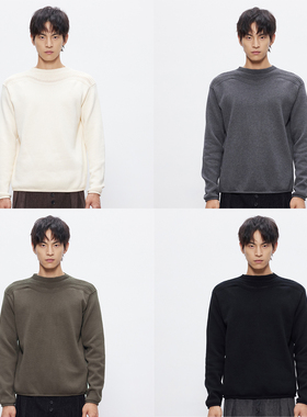 DESERTO 重磅盔甲编织粗针立体纽花长绒棉针织慵懒费尔岛卷边毛衣