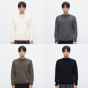 DESERTO 重磅盔甲编织粗针立体纽花长绒棉针织慵懒费尔岛卷边毛衣