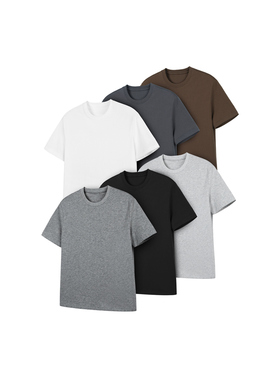 DESERTO 全棉基础小领口Slim合身正肩长绒棉圆领收袖短袖T恤男