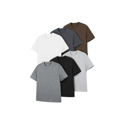 DESERTO 全棉基础小领口Slim合身正肩长绒棉圆领收袖短袖T恤男