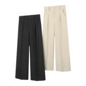 休闲裤 DESERTO 70亚麻混纺奢品老钱风棉麻褶位A字型烫线透气西裤