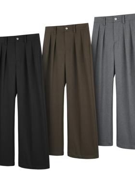 DESERTO 510G强捻纱混纺双褶位A字型宽松垂感通勤四季西裤休闲裤