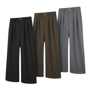 DESERTO 510G强捻纱混纺双褶位A字型宽松垂感通勤四季西裤休闲裤