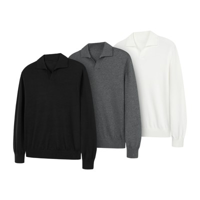 DESERTO ROW风海鸥领全棉长绒棉休闲老钱风POLO衫上衣针织毛衣男