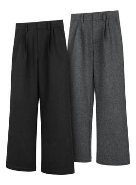 DESERTO 50%羊毛人字纹700G毛呢双褶位宽松微喇通勤休闲西裤男