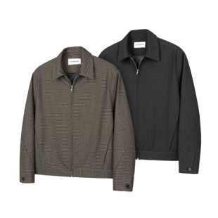 DESERTO 羊毛混纺条纹千鸟格解构合页基础收腰垫肩老钱风休闲夹克