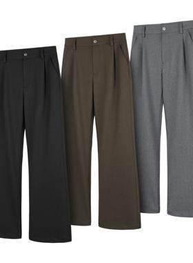 DESERTO 510G强捻纱混纺单褶位基础微喇西裤口粮四季通勤休闲裤男